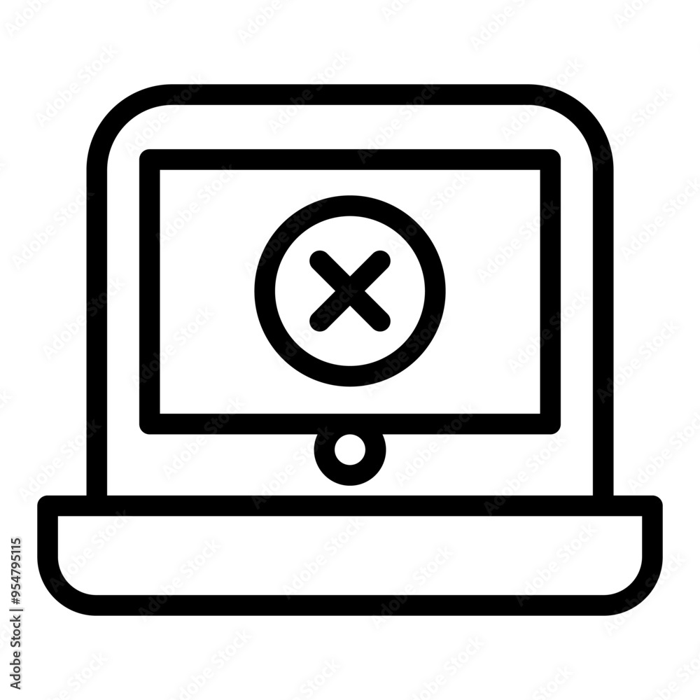 Notebook error icon in thin line style vector illustration graphic design Notebook error icon in thin line style vector illustration graphic design