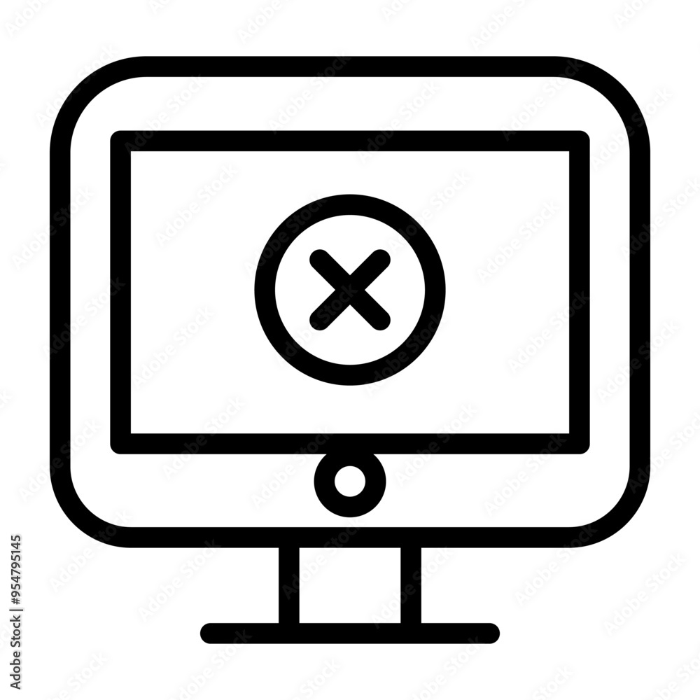 Computer error icon in thin line style vector illustration graphic design Computer error icon in thin line style vector illustration graphic design