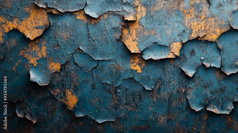 Weathered Blue and Orange Surface with Flaking Paint Weathered Blue and Orange Surface with Flaking Paint