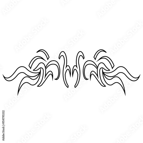 Hand Drawn Tribal Tattoo. Isolated on White Background. Vector Sketch Design