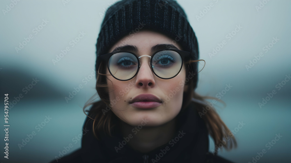 Woman Wearing Glasses Standing Next Body Woman Wearing Glasses Standing Next Body
