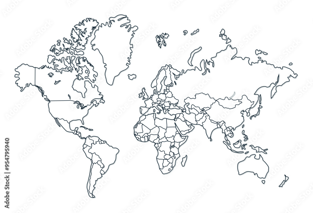 Fototapeta premium outline world map