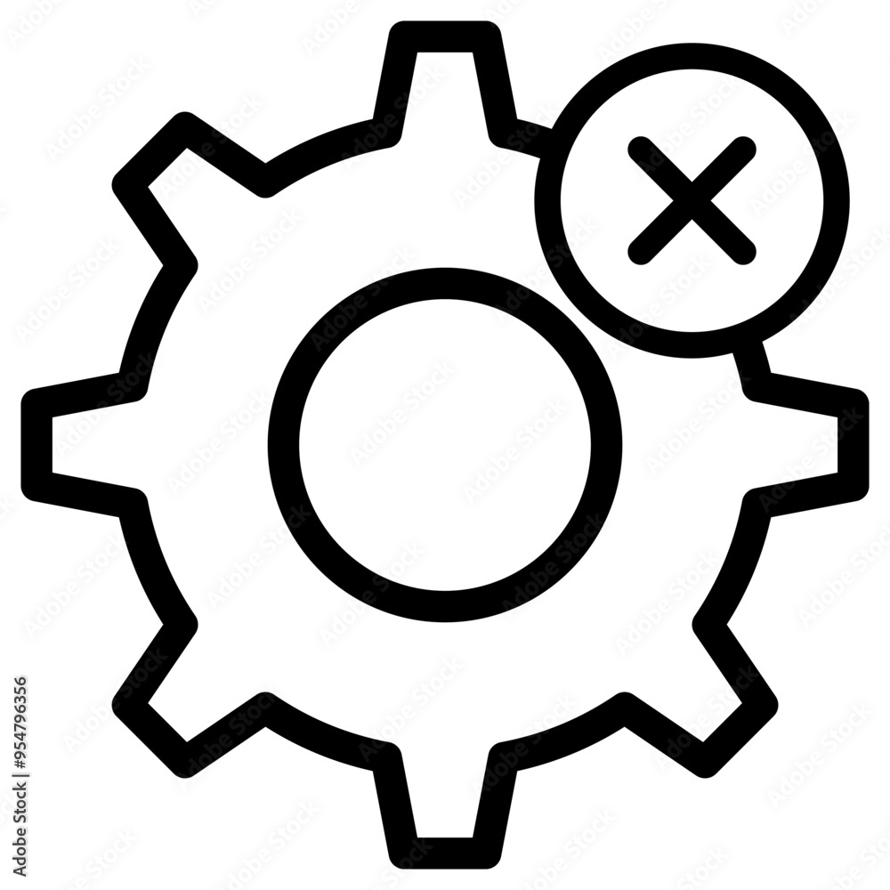 Setting error icon in thin line style vector illustration graphic design Setting error icon in thin line style vector illustration graphic design