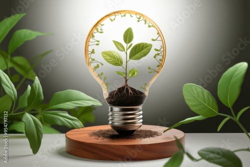 A glowing light bulb represents the spark of a new idea or innovative concept, surrounded by elements of electricity and creativity, symbolizing bright solutions and modern technology. photo