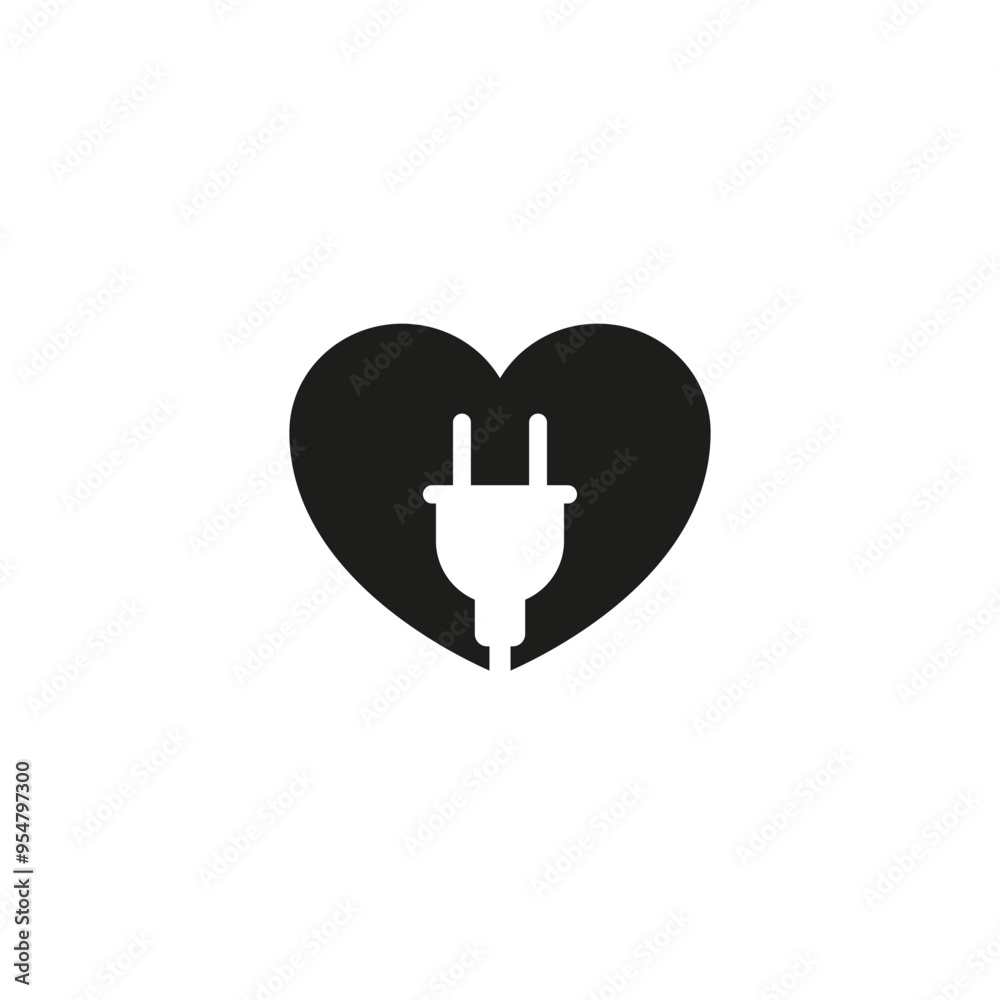 Heart with electrical power plug. Vector icon. Heart with electrical power plug. Vector icon.