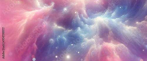 unicorn galaxy pattern pastel cloud and sky with glitter cute bright paint like candy background theme concept to montage or present your product for women girls in princess style	 photo