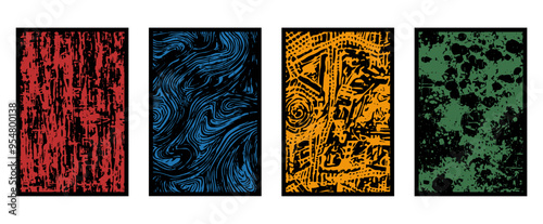 Set of 4 Abstract pattern. Illustration for printing on wall decorations. For use in graphics.