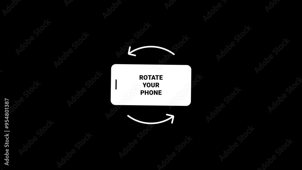Rotate Your Phone to Landscape orientation. Rotate Your Device from Vertical to Horizontal. Phone Icon Animation on Black Background