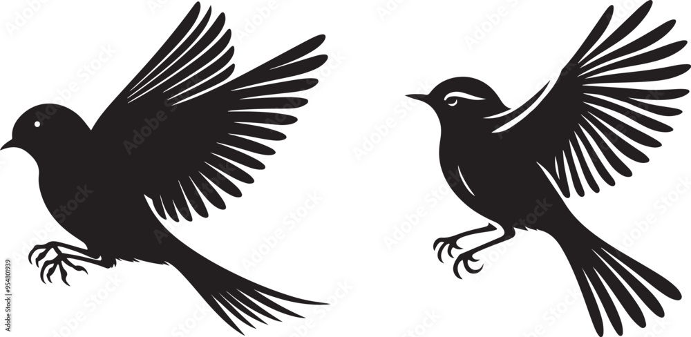 Fototapeta premium Set of Bird Silhouette Vector Art - EPS Illustrations for Your Designs