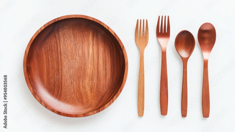 An overhead view of wooden utensils and a paper plate in a kitchen An overhead view of wooden utensils and a paper plate in a kitchen