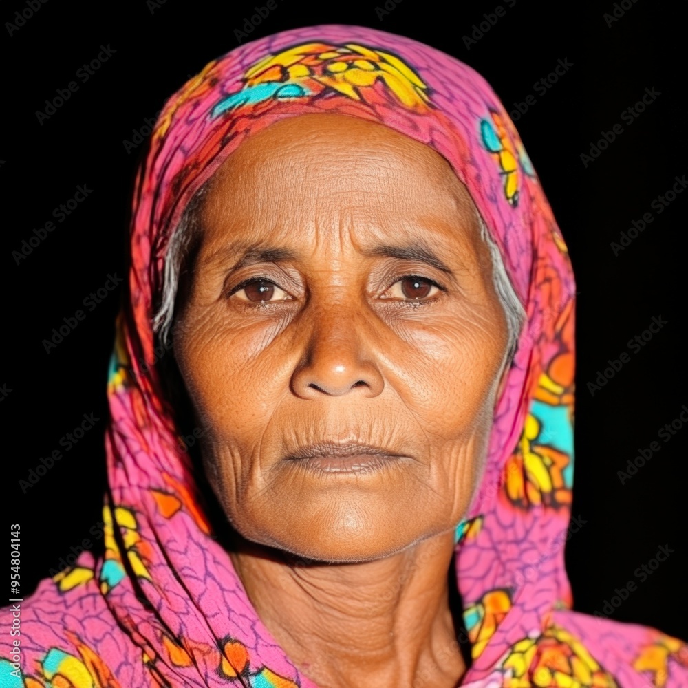 An elderly woman gazes thoughtfully into the distance, her face marked by wisdom and experience An elderly woman gazes thoughtfully into the distance, her face marked by wisdom and experience