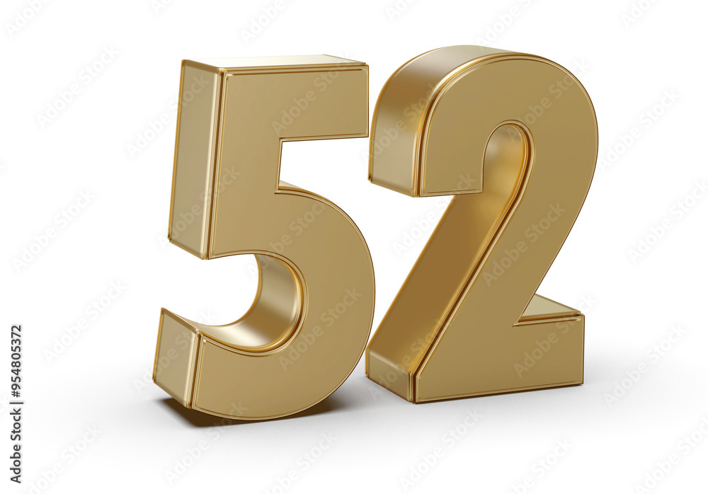 Gold 3D Number 52 Gold 3D Number 52