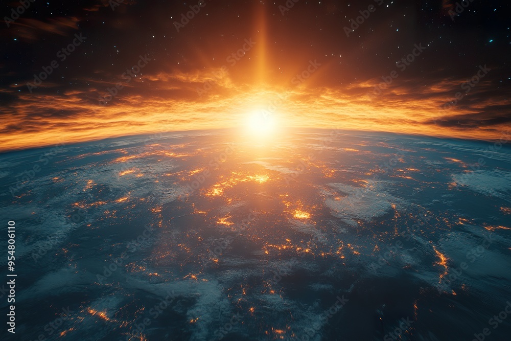 Cosmic Scene Astronaut Watching Earth Ablaze Cosmic Scene Astronaut Watching Earth Ablaze