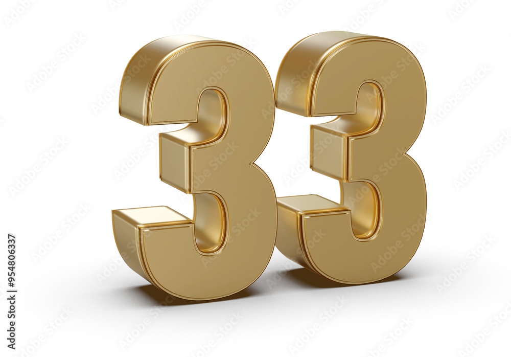 Obraz premium Gold 3D Number 33
