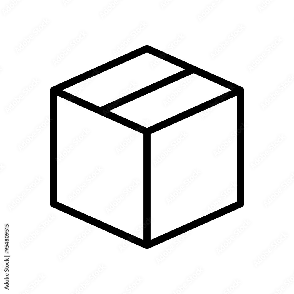 Box icon in thin line style vector illustration graphic design Box icon in thin line style vector illustration graphic design