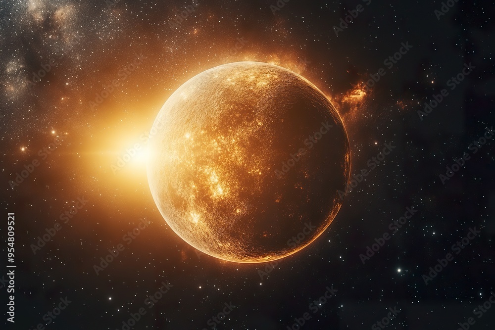 Fototapeta premium Enchanting Cosmic Scene with Glowing Planets