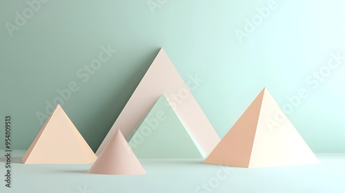 Serene Minimal Triangular Arrangement in Pastel 3D