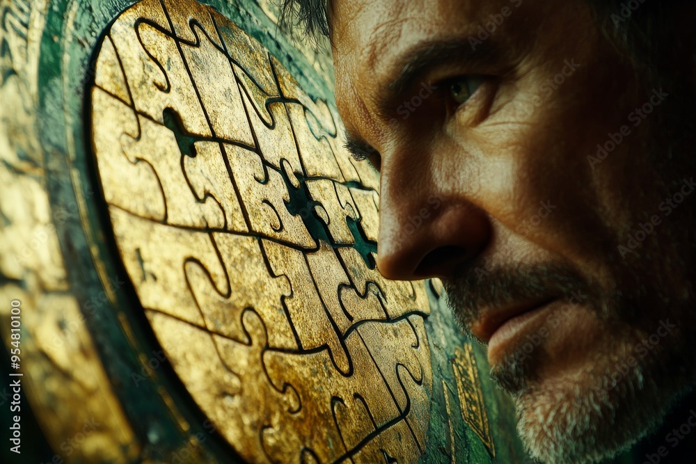 custom made wallpaper toronto digitalBehavioral therapy Brain mapping Old man studying a puzzle through a magnifying glass symbolizing the meticulous nature of thought the search for clarity and the pursuit of knowledge