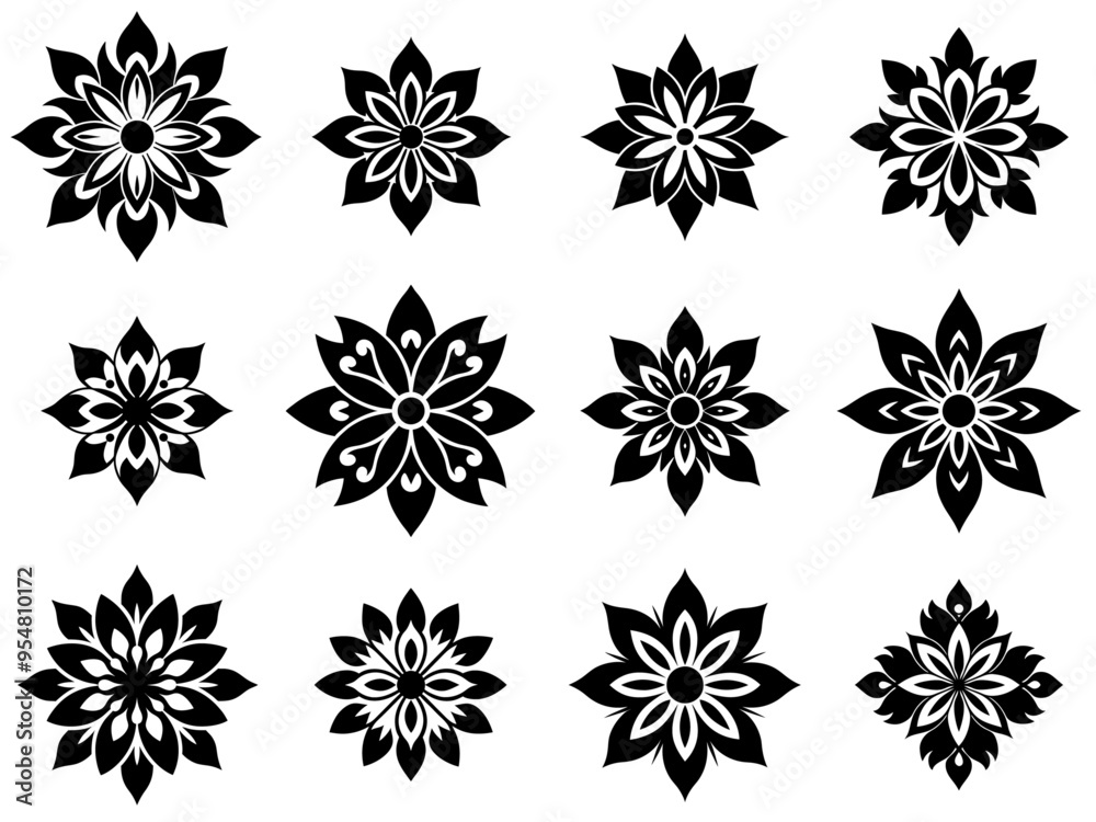 A set of Floral ornament logo and icon designs, Black Floral ornament bundle A set of Floral ornament logo and icon designs, Black Floral ornament bundle