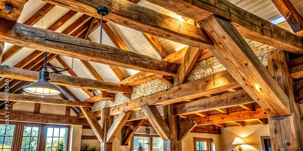 a photo image of rustic wooden beams with varying textures and natural imperfections forming a distinctive framework for a cozy home interior a photo image of rustic wooden beams with varying textures and natural imperfections forming a distinctive framework for a cozy home interior