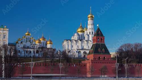 Moscow Kremlin Cathedral winter landscape embankment timelapse hyperlapse