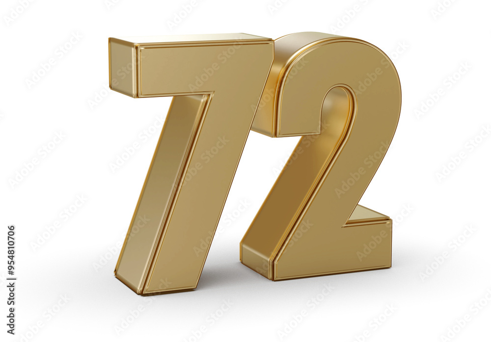 Gold 3D Number 72 Gold 3D Number 72