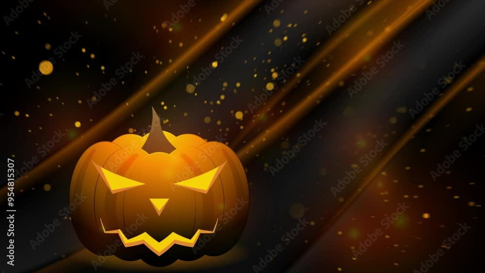 Jack o lantern glowing pumpkin and sparkling particles Halloween ...
