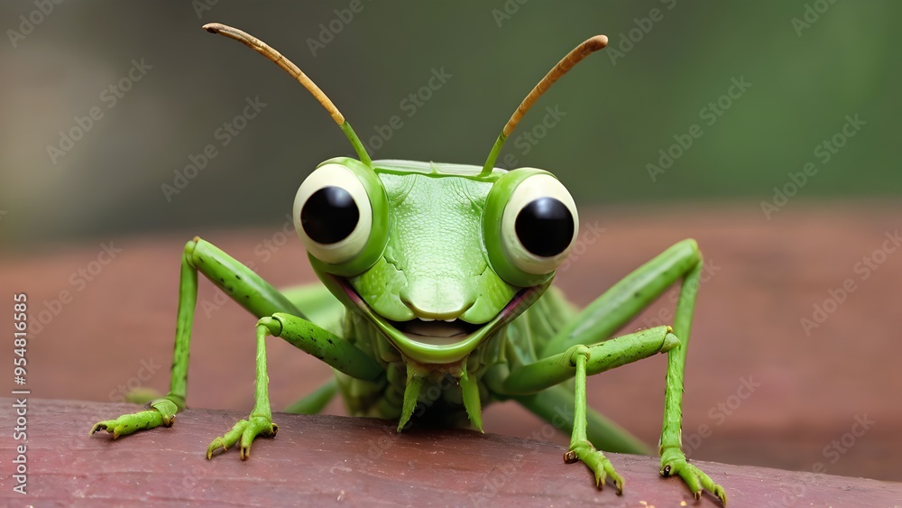 Fototapeta premium excessive faces the grasshoppers could have exaggerated facial features with big expressive eyes.