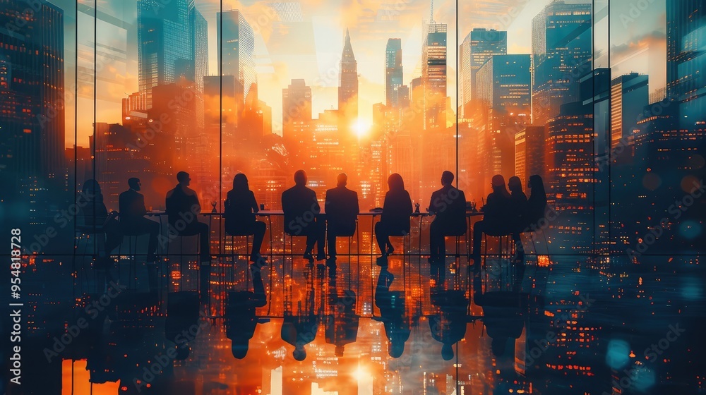 Double Exposure of Business Conference Group Meeting and City Office Building, a successful business partnership and collaboration. Generative AI. Double Exposure of Business Conference Group Meeting and City Office Building, a successful business partnership and collaboration. Generative AI.