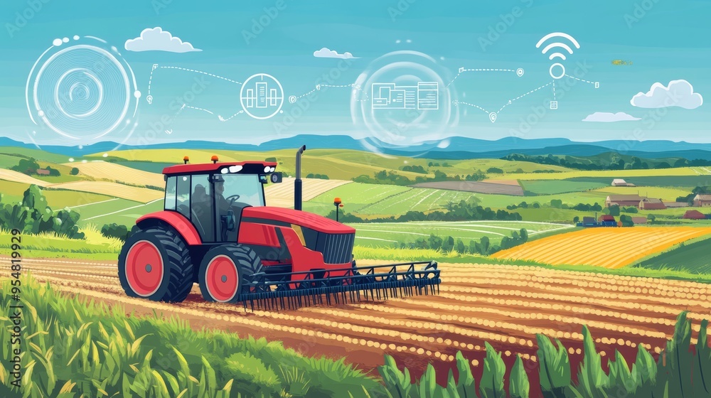 Obraz premium Revolutionizing agriculture smart farms and wireless control in the internet of things era