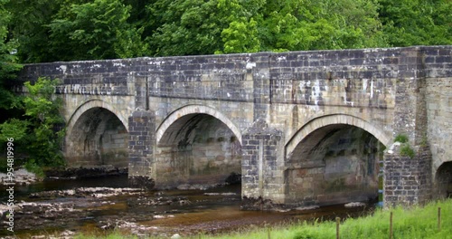 side on shot of grassington bridge with no cars in the Yorkshire Dales photo