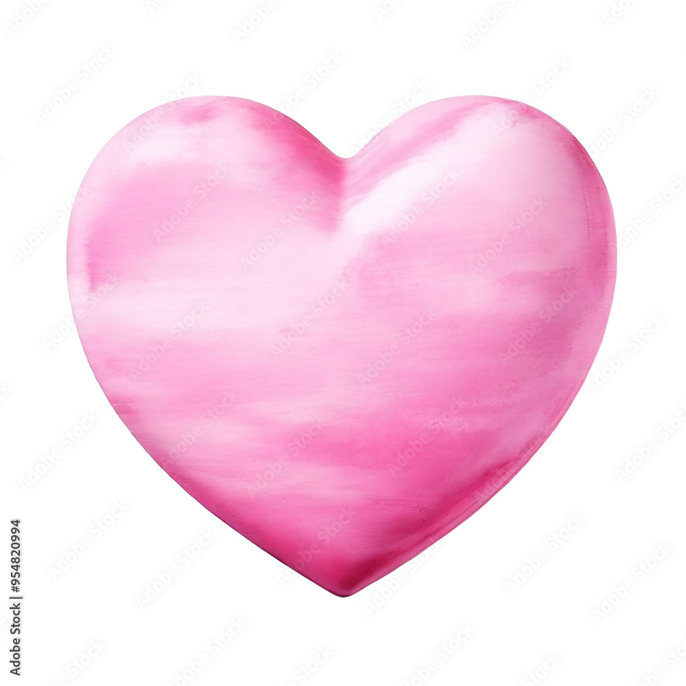Isolated Watercolor 3D Volume Pink Heart Illustration on Transparent Background, Valentine's, Love, Decoration Isolated Watercolor 3D Volume Pink Heart Illustration on Transparent Background, Valentine's, Love, Decoration