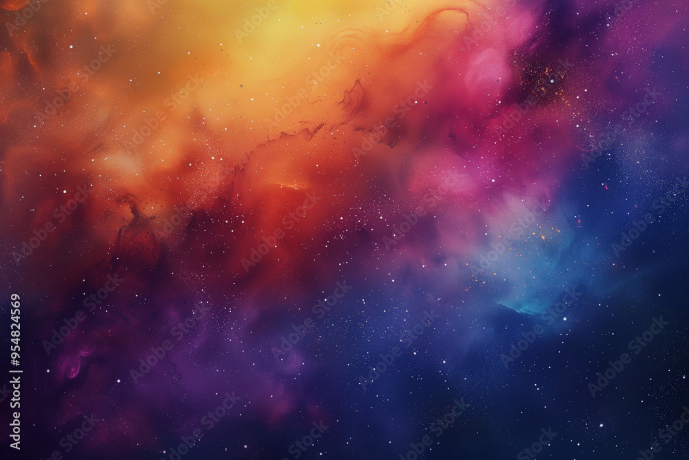 Fototapeta premium Flying into a colorful and dynamic nebula in the outer space. Animation of a colorful bright galaxy with stars.
