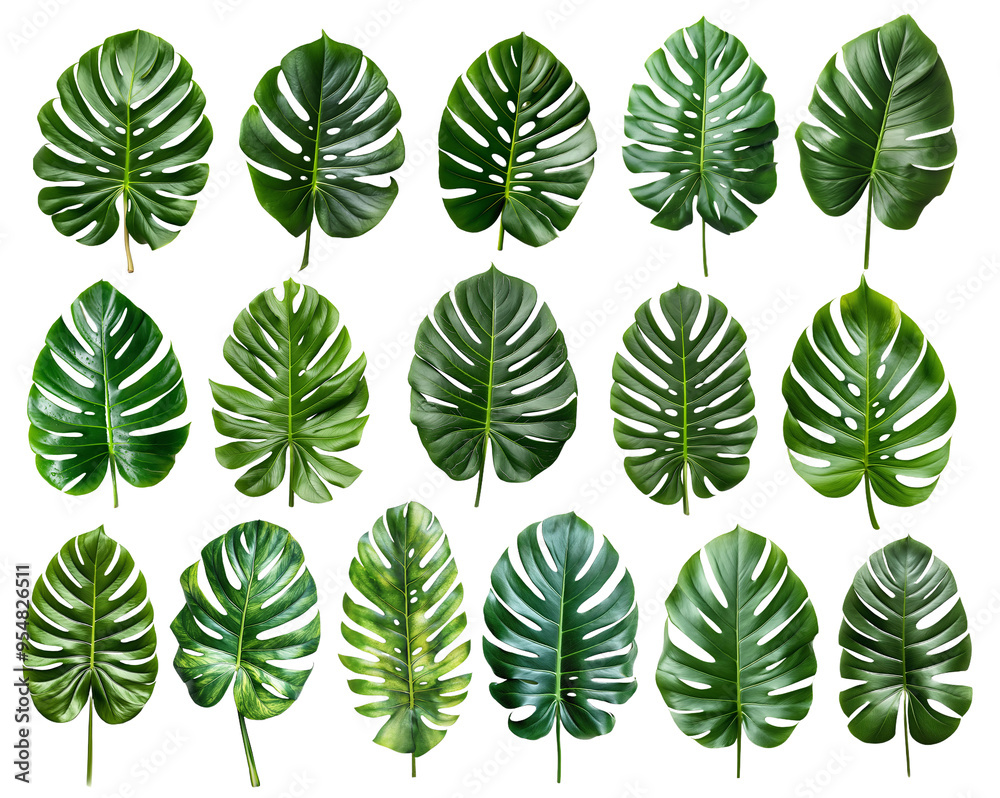 Lush Green Tropical Leaves Isolated on a White Background Lush Green Tropical Leaves Isolated on a White Background