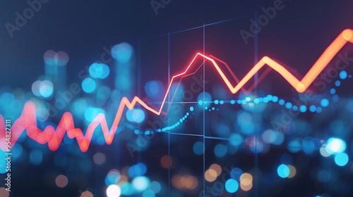 Image of a graph showing a trend coming and going steadily upwards,
