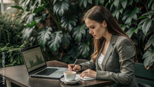 side view young business woman