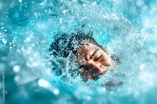 Man Surfacing From Underwater.