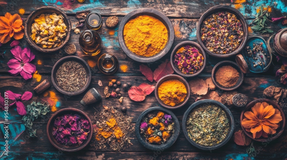 An earthy, natural healthcare practice is evoked with natural botanicals and herbal remedies adorning a rustic wooden table. An earthy, natural healthcare practice is evoked with natural botanicals and herbal remedies adorning a rustic wooden table.