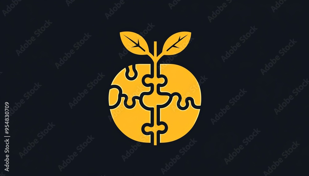 Design a simple and clean minimalist logo with a yellow lemonshaped puzzle piece, incorporating smooth lines and a modern look, while ensuring the lemon is vibrant and distinct Design a simple and clean minimalist logo with a yellow lemonshaped puzzle piece, incorporating smooth lines and a modern look, while ensuring the lemon is vibrant and distinct