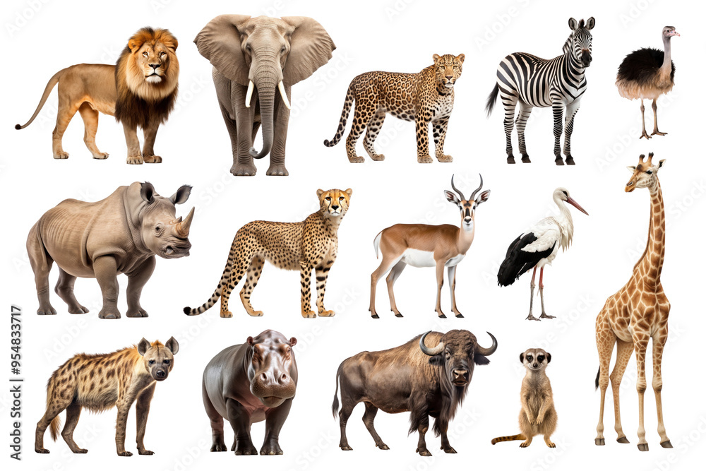 PNG African animal element set, transparent background PNG African animal element set, transparent background