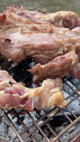 Meat grilled.