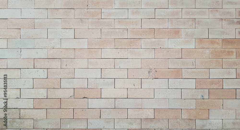 Obraz premium Beige brown brick.Open vintage brick frame background. Texture and background of beige brick wall. Light brown brick wall texture.