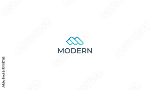 Letter m unique design blue colour creative logo 