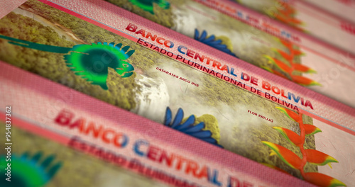 Bolivia Boliviano money banknotes print 3d illustration photo