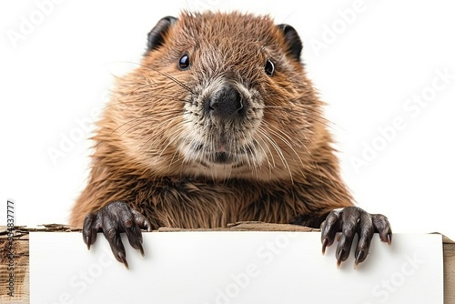 Beaver with Blank Sign