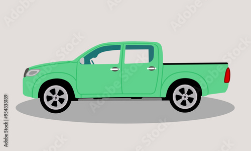 4 door pickup truck showing side view, template for branding advertisement,design style,Vector illustration.