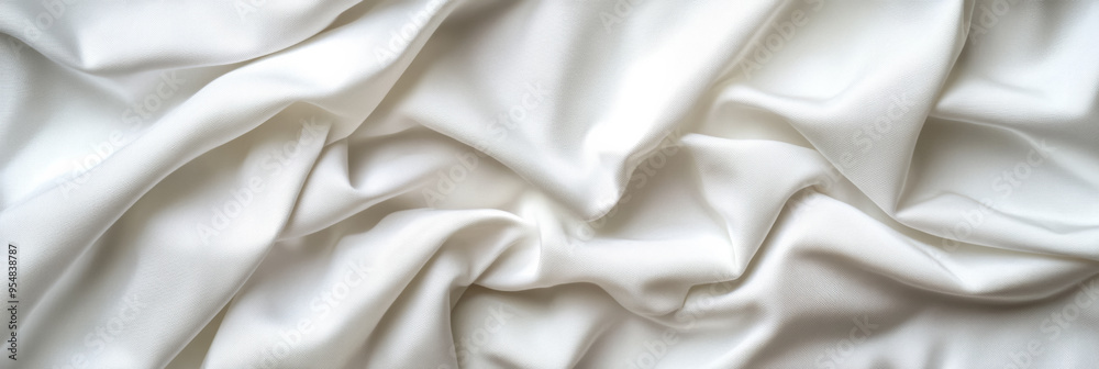 Fototapeta premium Crumpled white sheet with visible folds and wrinkles offering a textured imperfect background