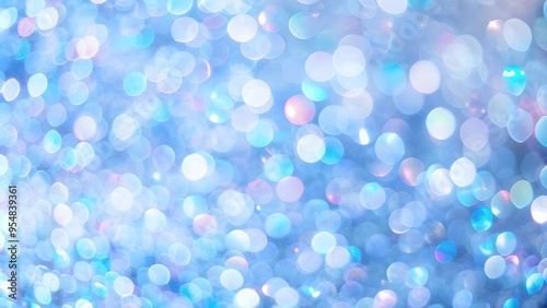 Abstract blurred light element that can be used for cover decoration bokeh background Design. Christmas blue background with snow. shiny gritter bokeh background banner wallpaper