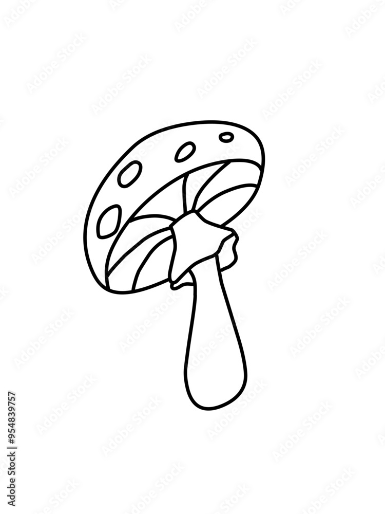 Mushroom Doodle Line Icon