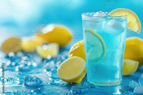 Cold Lemonade. Refreshing Blue Citrous Cocktail Beverage for Summer